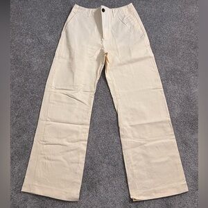 Zara Cream Wide-Leg Chino Pants